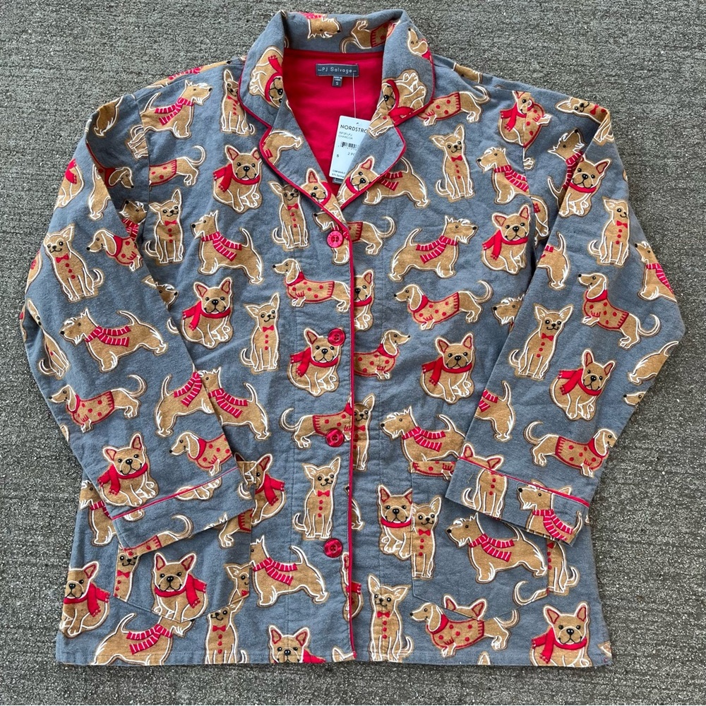 NWT PJ salvage pajama top women’s small dogs